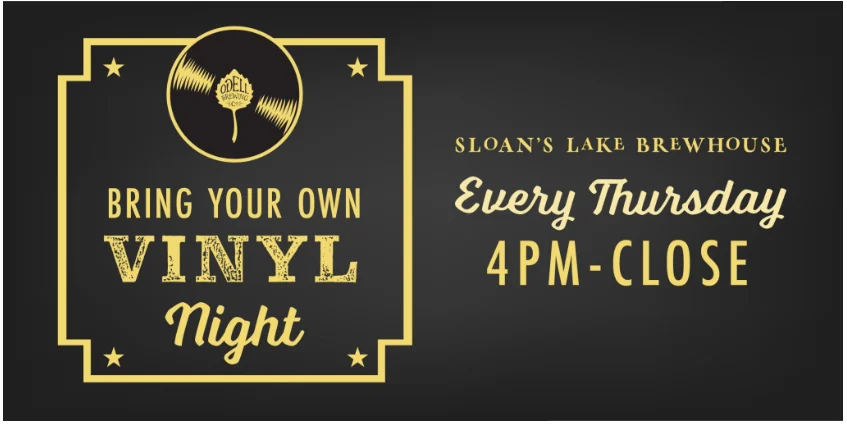 Bring Your Own Vinyl Night event logo for Odell Brewing Sloan’s Lake Brewhouse vinyl music night