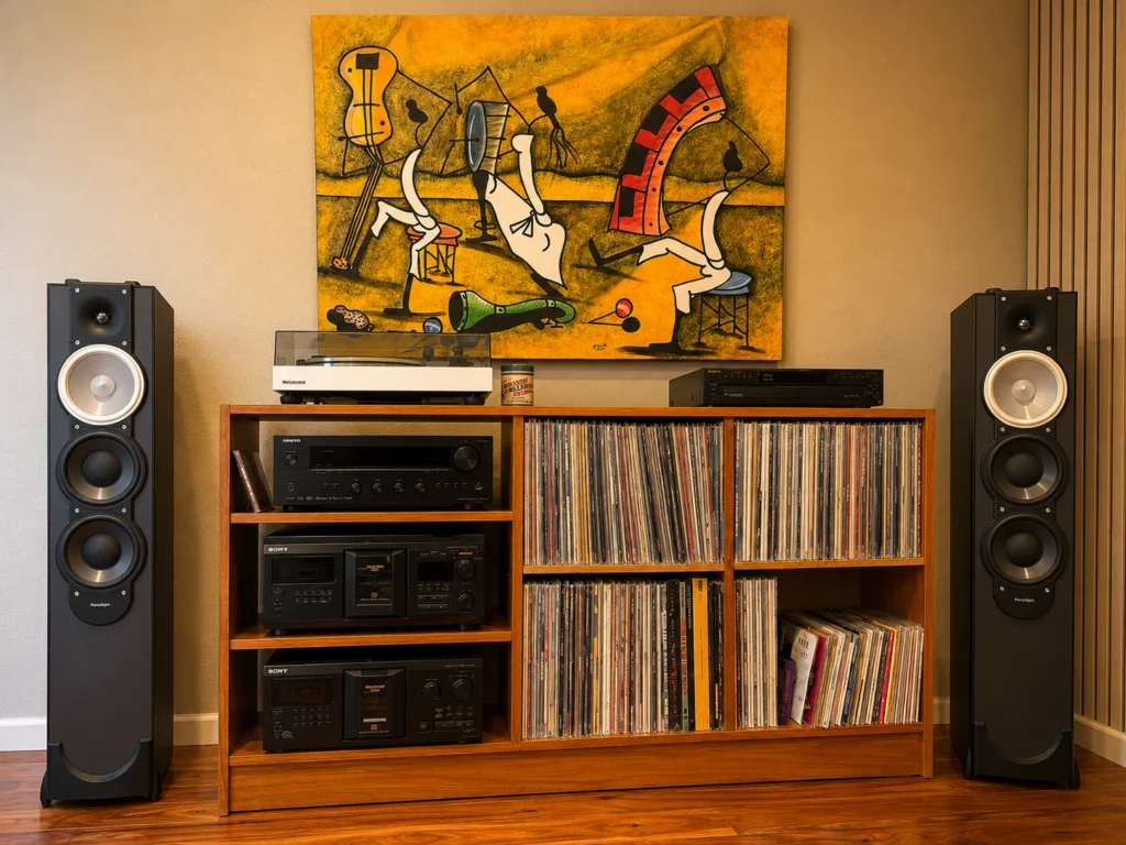 Mid Century Teak Record Shelf