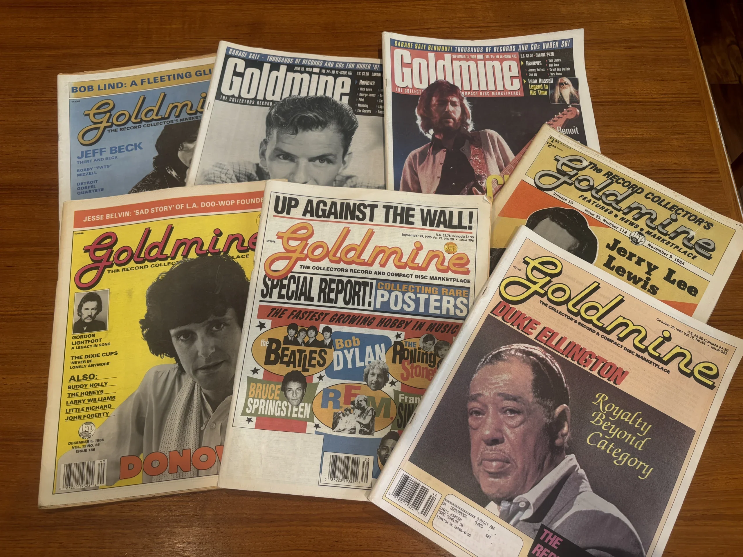 Vintage Goldmine magazine issues that helped popularize the standard vinyl record grading system used by collectors and dealers.